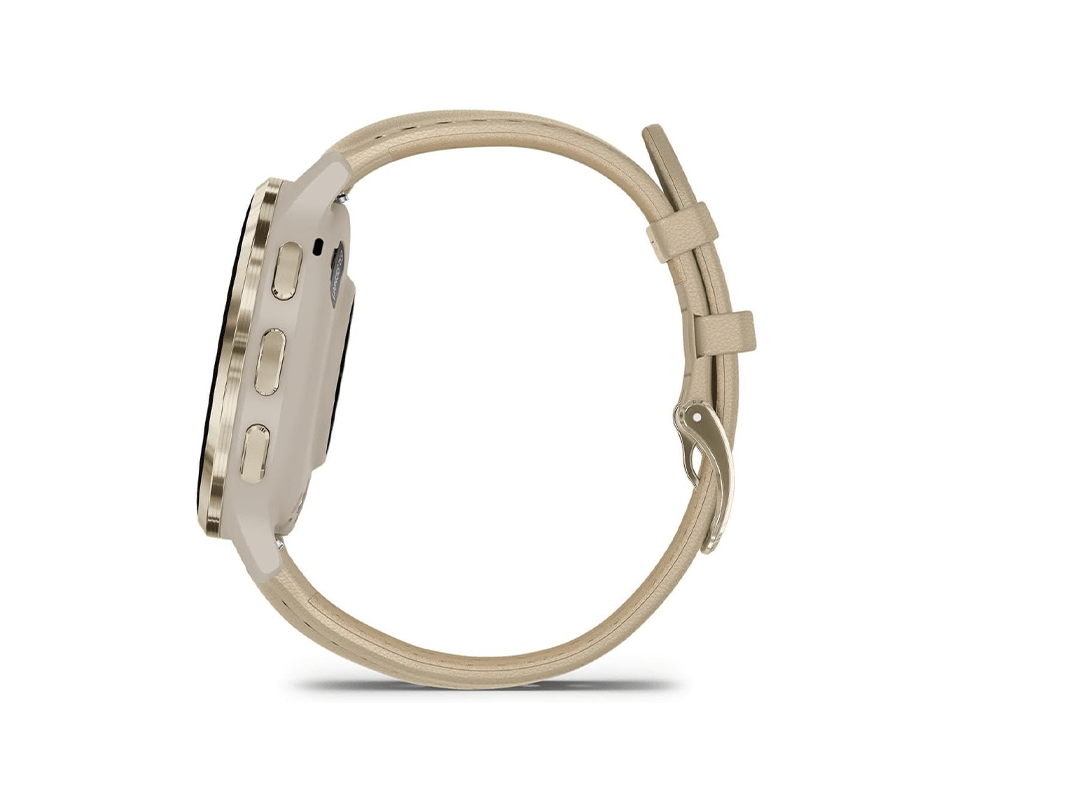 Garmin Venu 3s GPS Smartwatch Soft Gold Stainless Steel Bezel With French Grey Case and Leather Band (includes French Gray silicone band) 41mm in Qatar Garmin Venu 3s GPS Smartwatch Soft Gold Stainless Steel Bezel With French Grey Case and Leather Band (includes French Gray silicone band) 41mm in Qatar